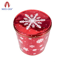High quality round shape Santa candy packaging tin can christmas metal box